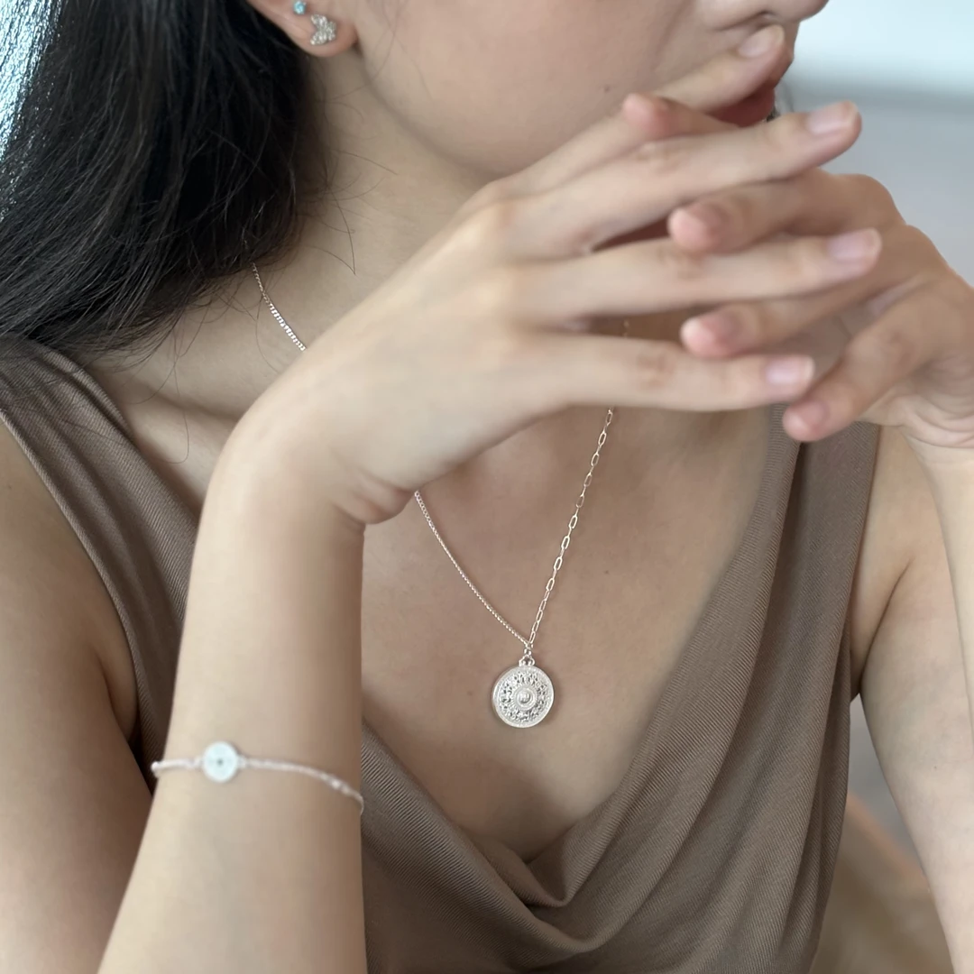 坠链均足银 售罄「八宝罗盘」足银项链040016