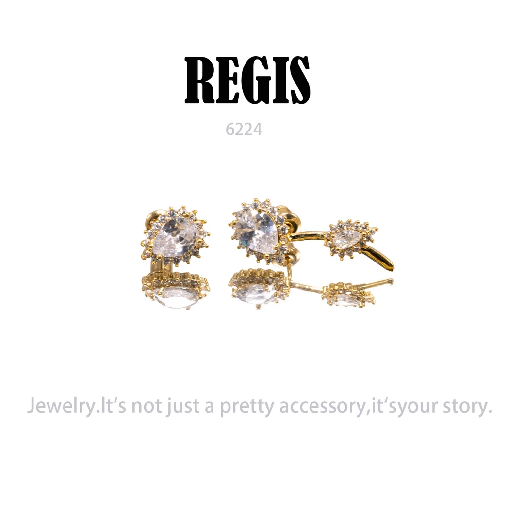 铜合金耳饰 简约镶嵌个性气质耳环小众设计高级感耳饰～6224