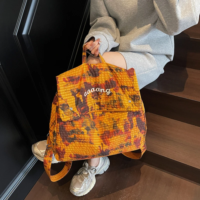 (橘子落日）韩代秀场款迷彩双肩包潮酷大容量小众设计文艺旅行背包