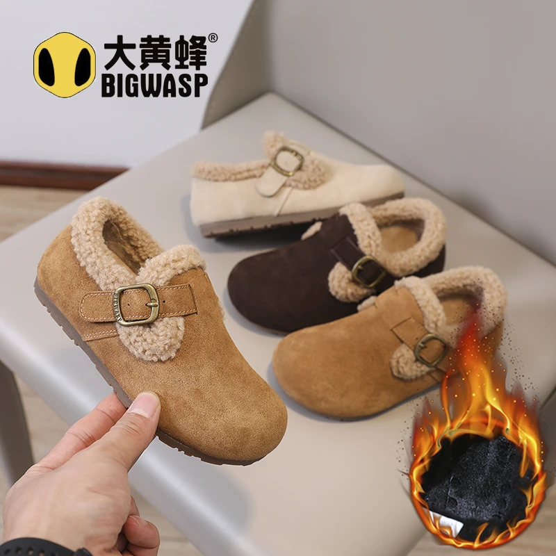 大黄蜂童鞋儿童勃肯鞋2025冬季男女童鞋加绒加厚冬鞋男童雪地棉鞋