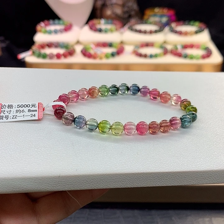 碧玺手链未镶嵌西瓜手串6.8mm