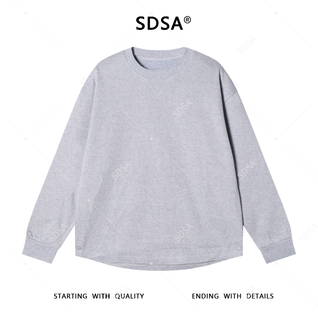 SDSA秋冬新款痞帅男装韩版简约纯色倒三角圆领卫衣宽松百搭上衣