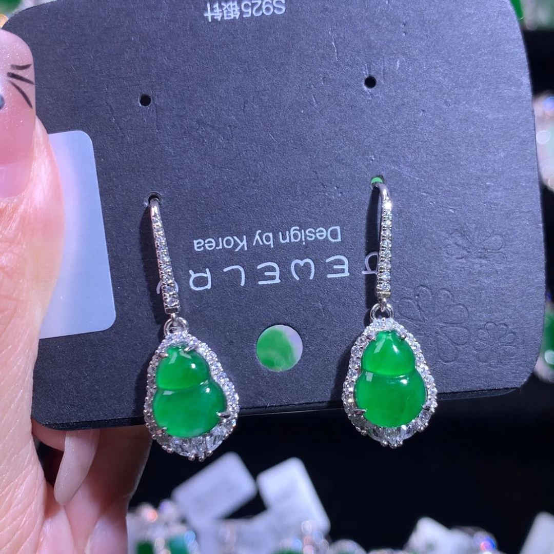【闪购商品】银S925镶嵌翡翠耳饰