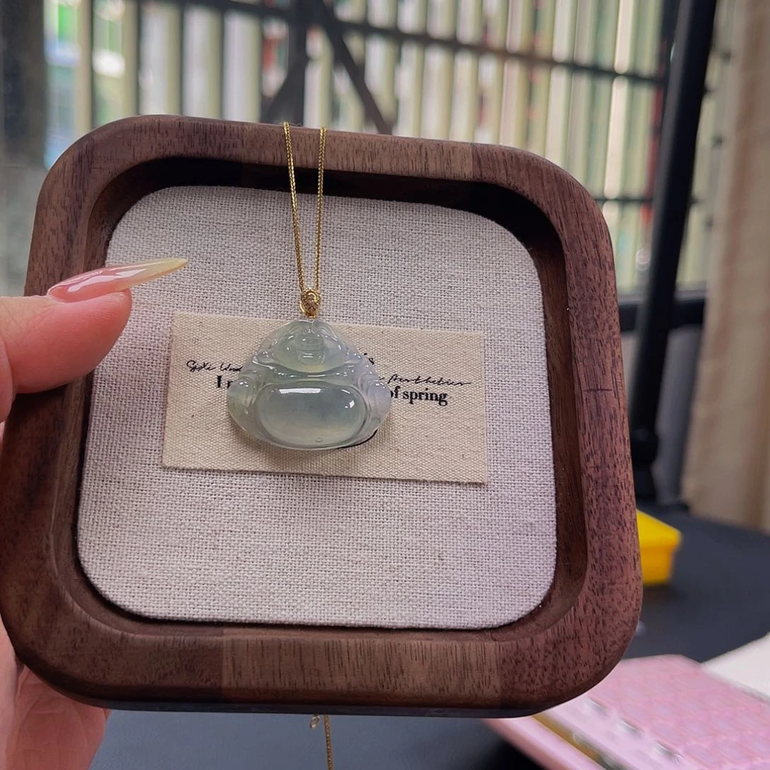 吊坠(不含链)18K金镶嵌翡翠