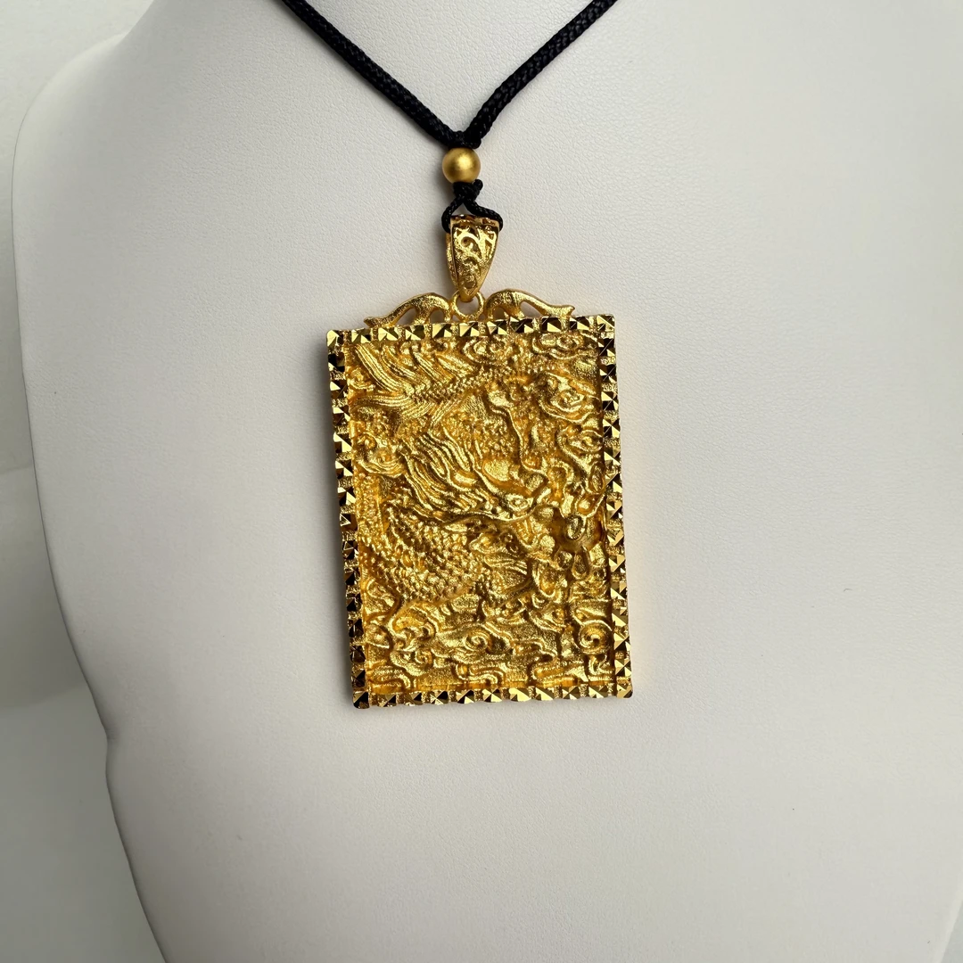 合金吊坠 男士吊牌金色霸气龙腾四海配绳DP2066