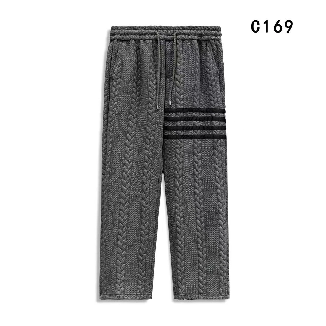 C169-【金】-秋季新款男士休闲麦穗拼条撞色百搭时尚运动直筒裤