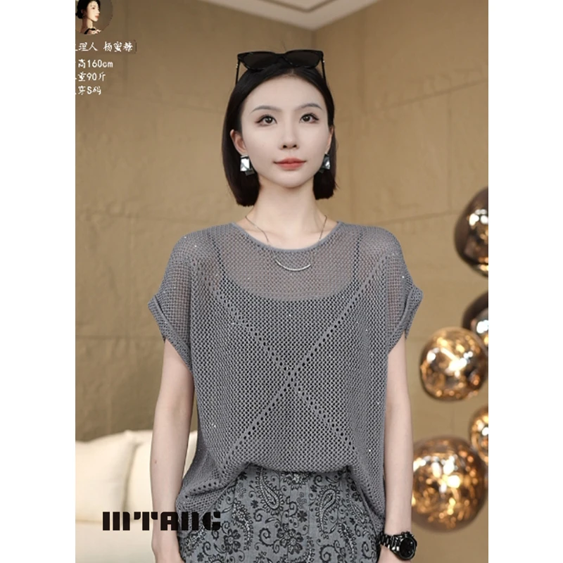 【亚麻灰】MTANG蜜糖女士新款毛织上衣296