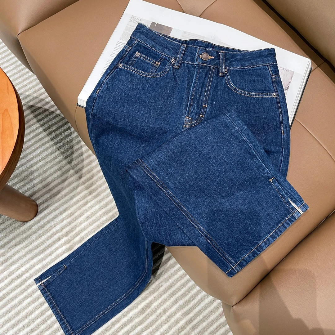 “蓝调绅士”显瘦修饰腿型显腿长直筒阔腿裤D78056