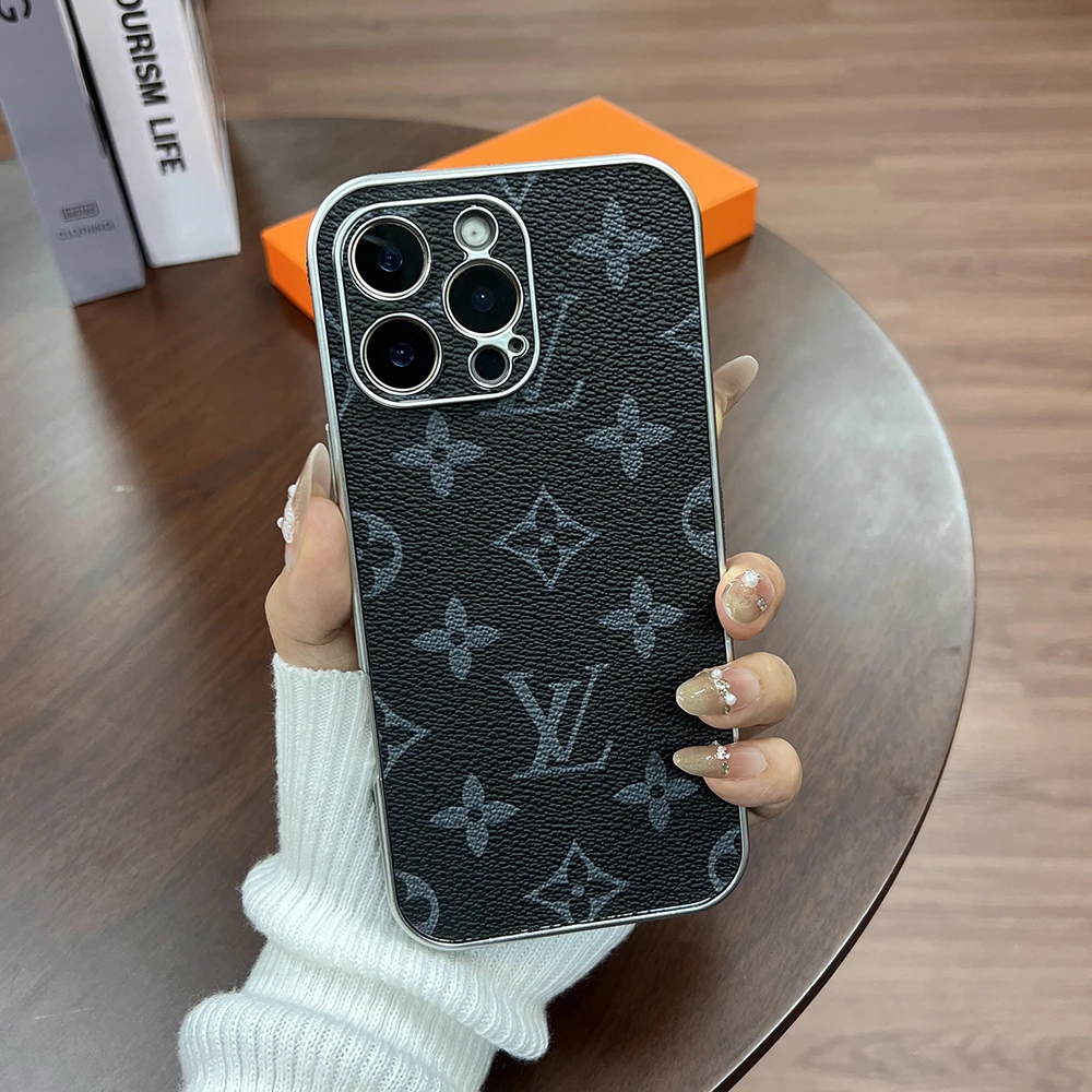 高档皮质适用苹果16promax手机壳iphone15防摔14电镀老花13潮牌12