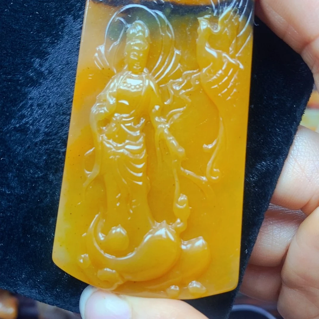 未镶嵌石英质玉（黄龙玉）吊坠(不含链)
