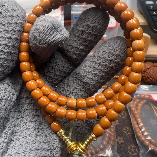 橄榄核手串老挝脖挂正三花面无白6.9