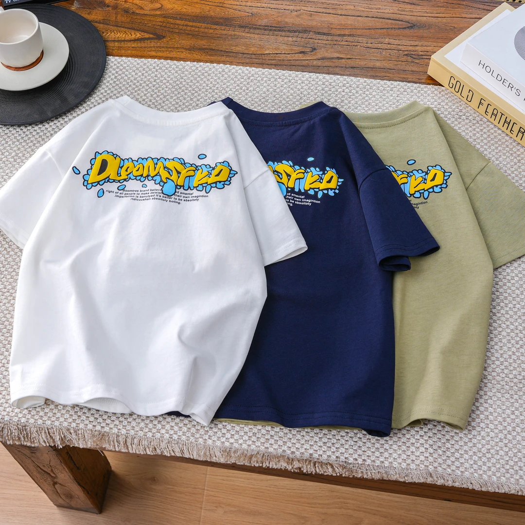 100双纱棉【立体发泡印】简约大方百搭T！夏季儿童纯棉短袖T恤 2559