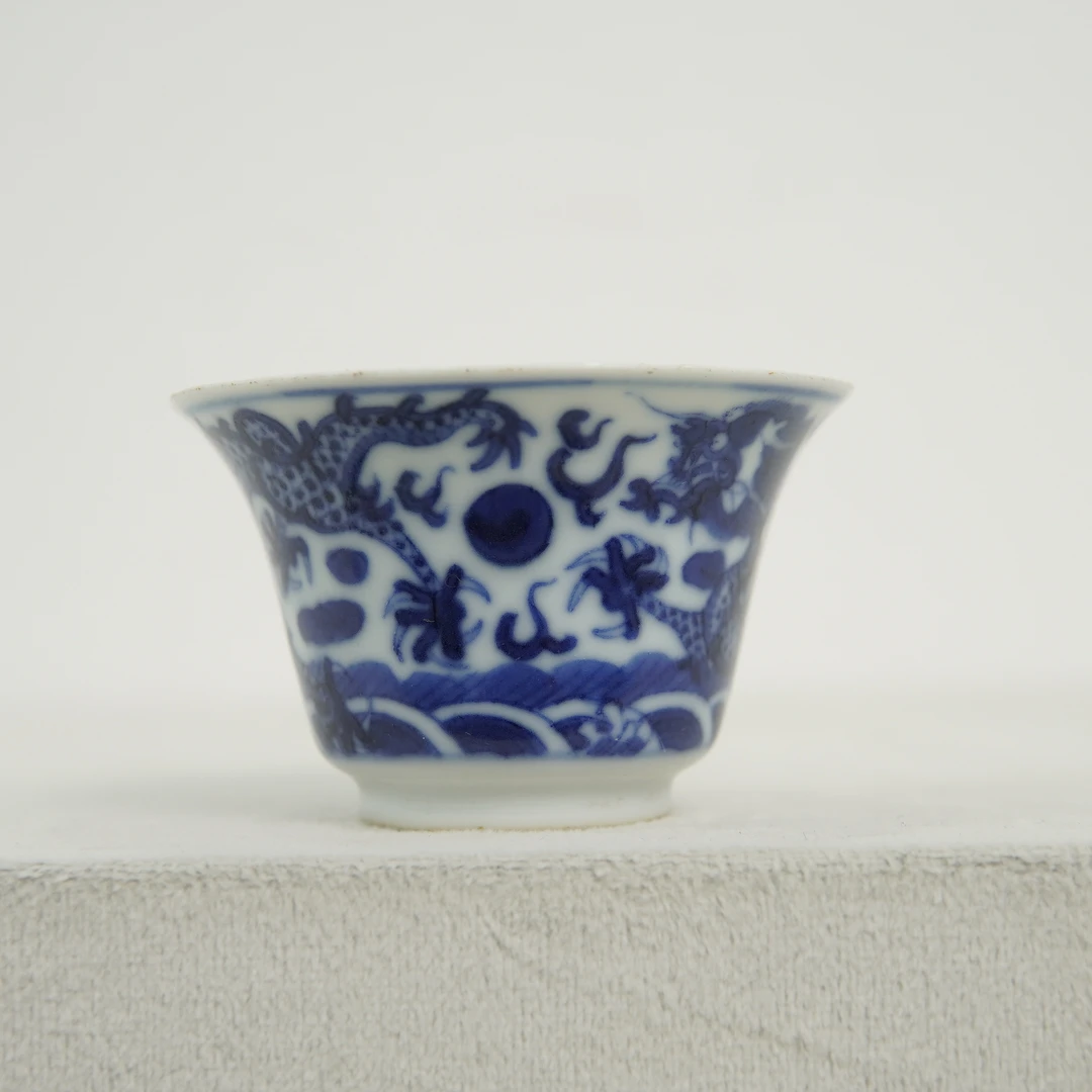 仿古瓷 GTH00116青花双龙赶珠纹铃铛杯