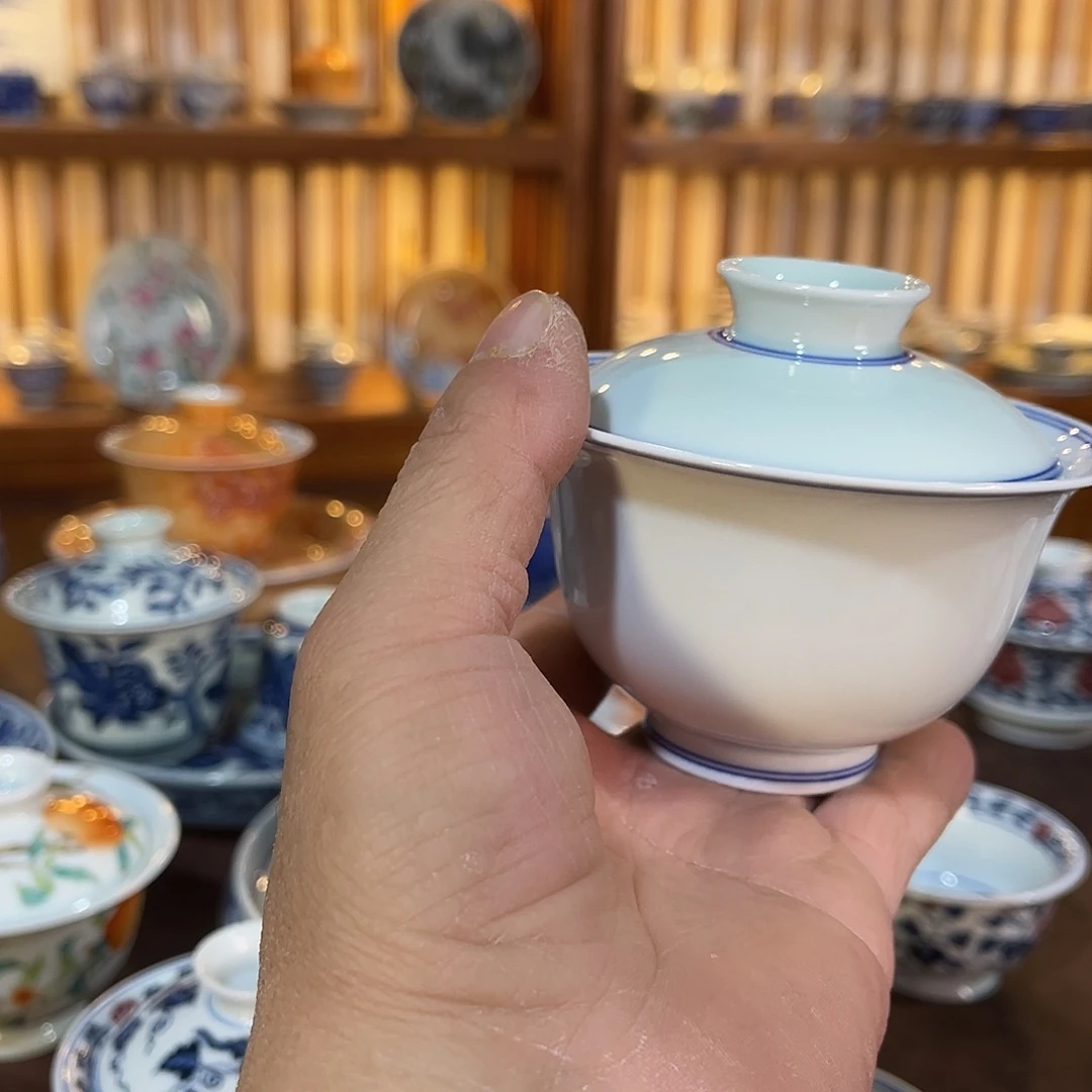 錡镇堂手工手绘盖碗