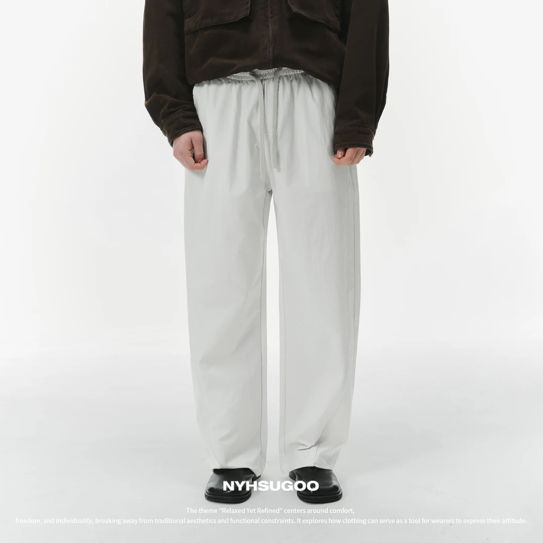 NYHSUGOO/南乙3480春季男士新品抽绳运动休闲裤纯色百搭直筒长裤