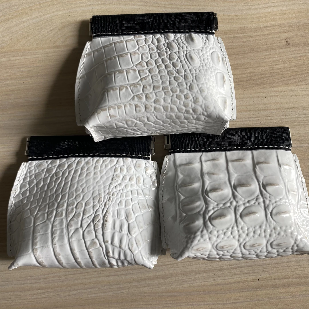 首饰袋 口金弹片包包牛皮纹植鞣头层真皮文玩收纳包手工手拿质感0