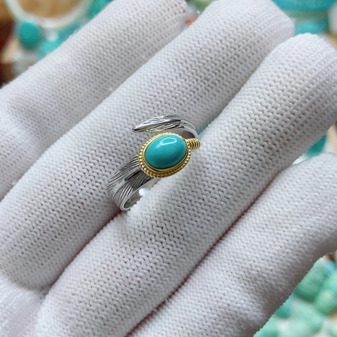 绿松石银S925镶嵌戒指