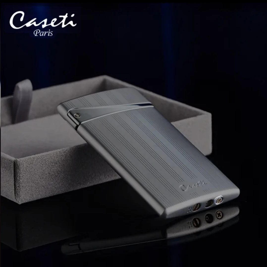 caseti/卡沙帝超薄打火机直冲防风充气创意点烟器男士礼品送老公