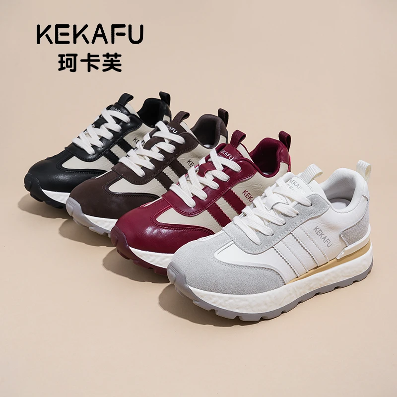 KEKAFU/珂卡芙2025新款【增高7cm】透气舒适百搭时尚女阿甘鞋真皮