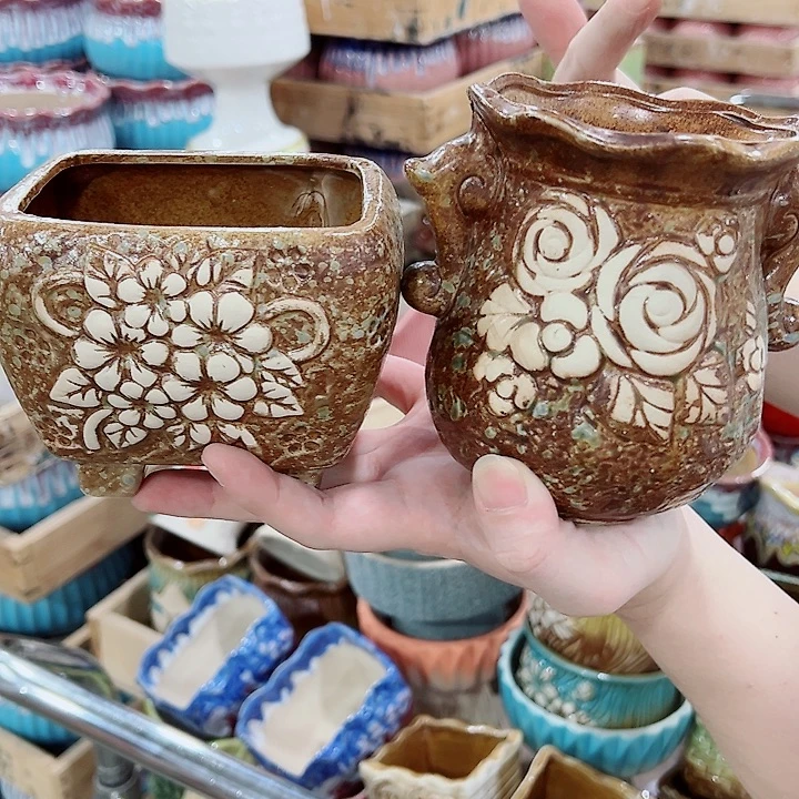 有孔，凑单福利满10元发货陶瓷多肉花盆！