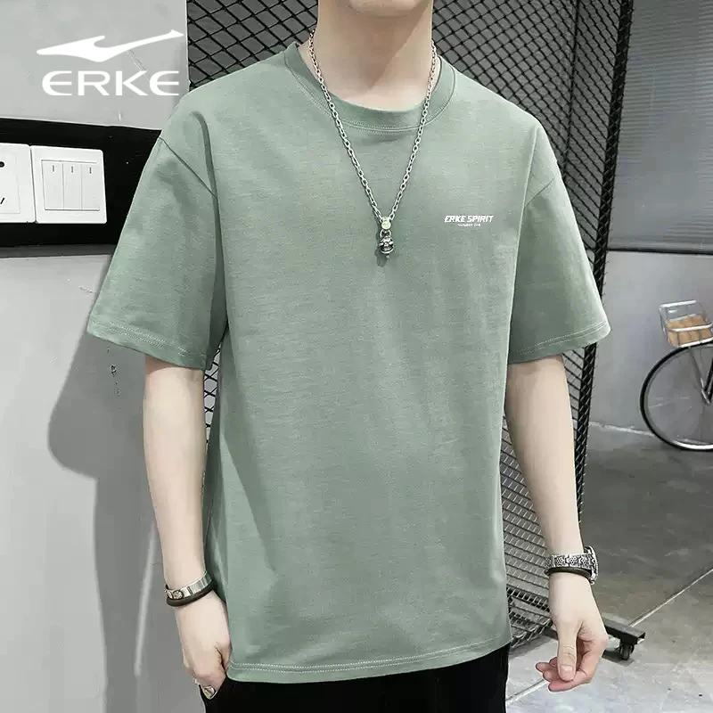 鸿星尔克短袖男女情侣户外透气运动印花健身T恤51224202044-cp