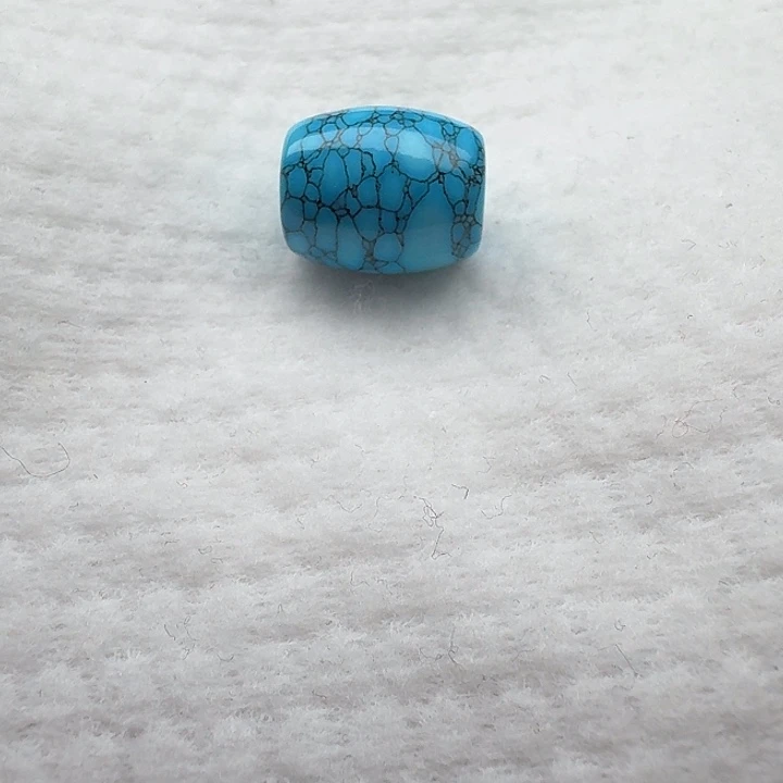 尺寸：16/13.5左右蓝网花纹桶珠，配珠一颗