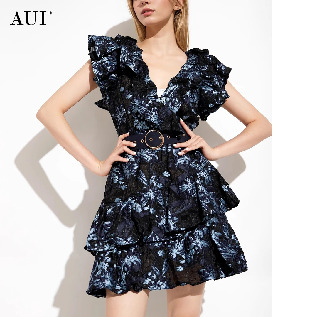 【粉丝专享】AUI法式裙子设计感碎花连衣裙女夏季新款XX-24W014376