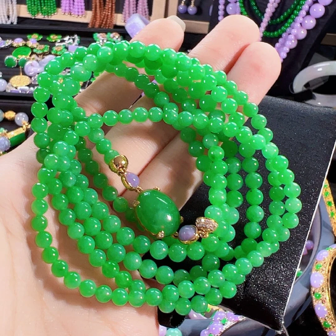 翡翠18K金镶嵌颈饰签收后24小时鉴赏期