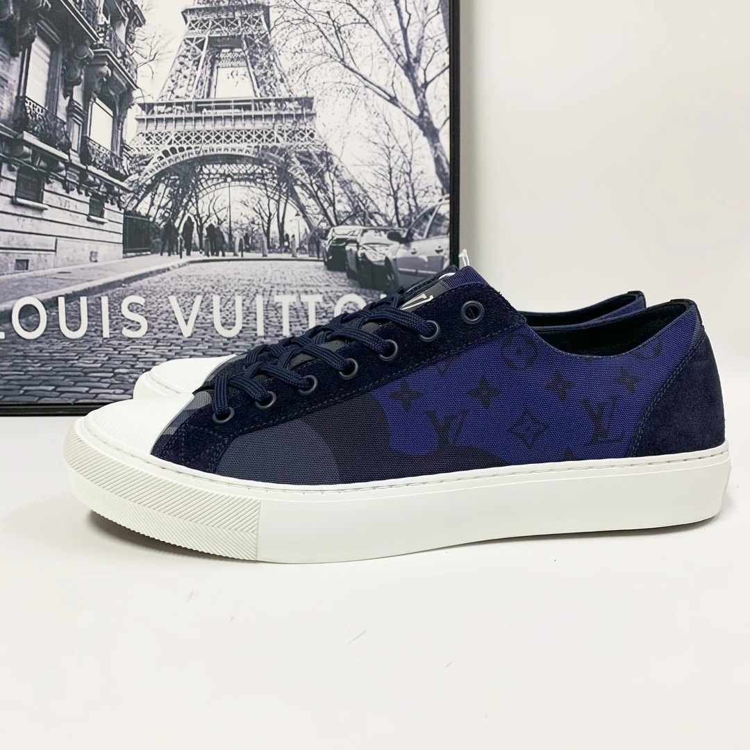 未使用 LouisVuitton/路易威登 LV Tattoo系列蓝色老花帆布板鞋