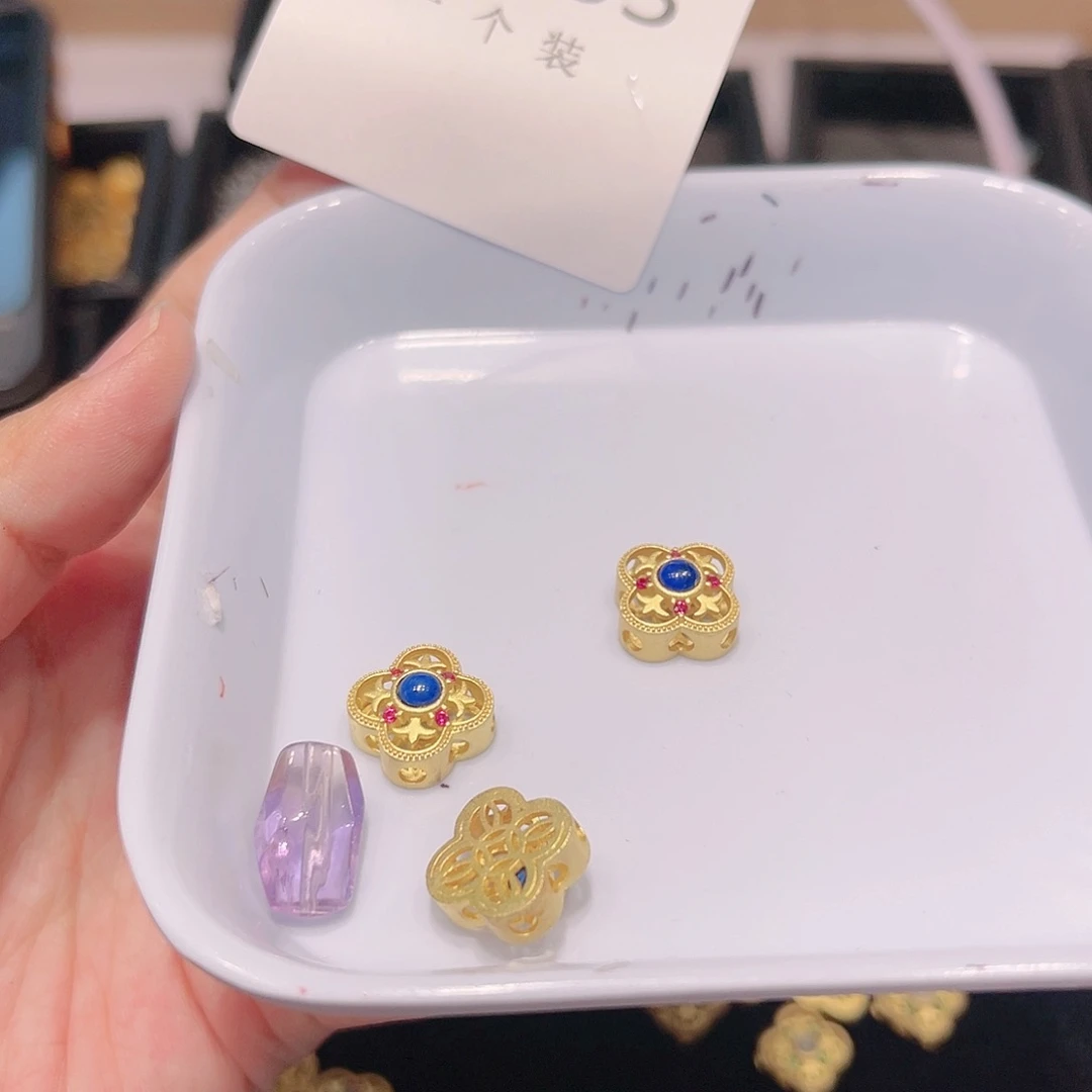 水晶珠宝半成品银S925镀金镶嵌165