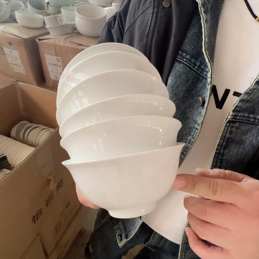 瓷景德镇高温陶瓷玉泥胎米饭碗6个