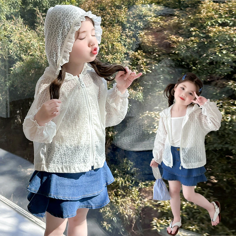 女童防晒衣夏季薄款2025新款女宝连帽外套遮阳透气儿童韩版洋气潮