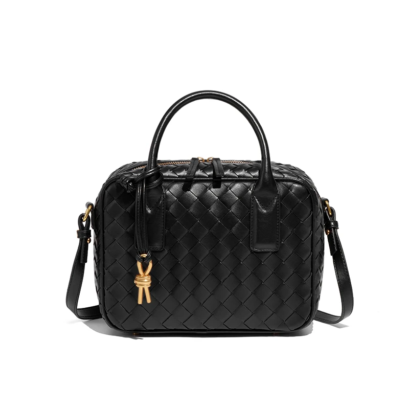 黑色B-1929大容量枕头包手工编织包时尚手提相机包潮流单肩斜挎包