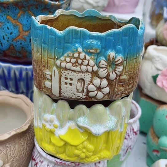 多肉绿植陶瓷花盆9.9包邮，有空