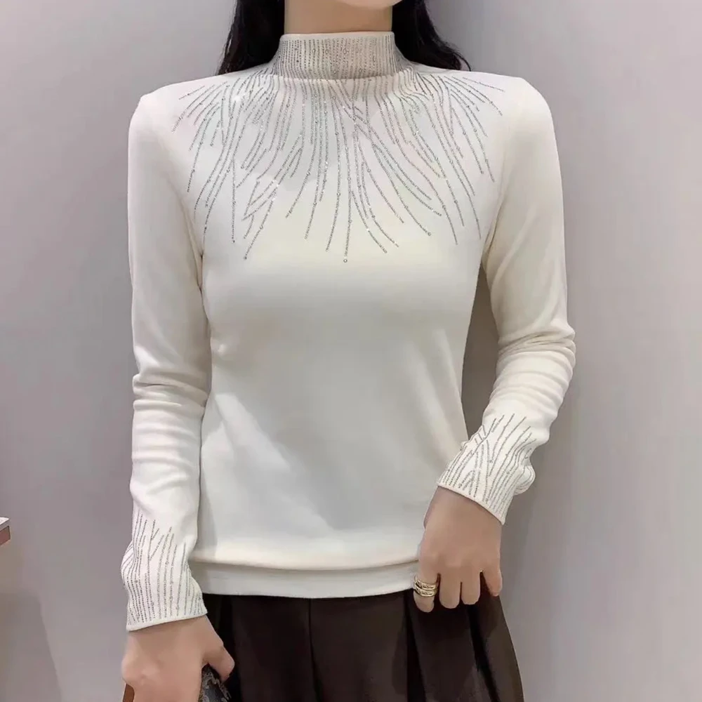 【丽】秋冬季时尚休闲百搭半高领重工打底衫 QD-2025137