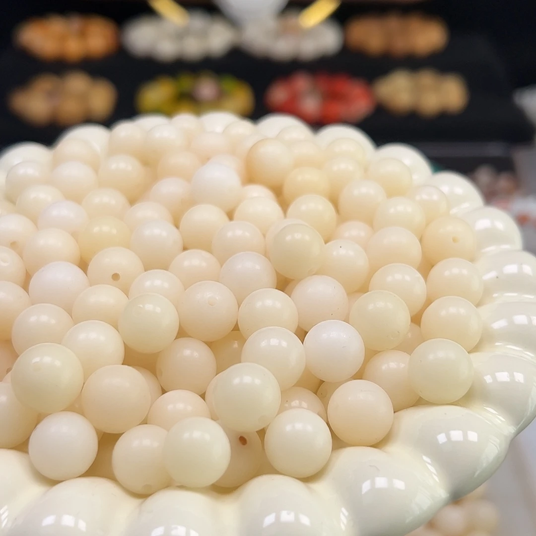 菩提根/象牙果手串卡12奶白圆200颗