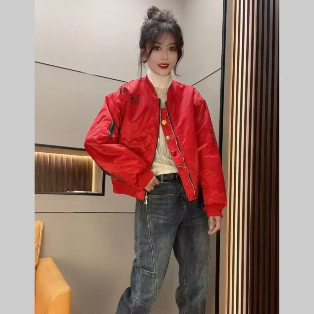 欧货2025年秋冬新款二棉棒球服外套女短款韩系宽松慵懒风薄棉夹克