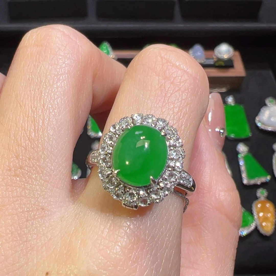 翡翠戒指18K金镶嵌小***阳收到货48小时鉴赏期