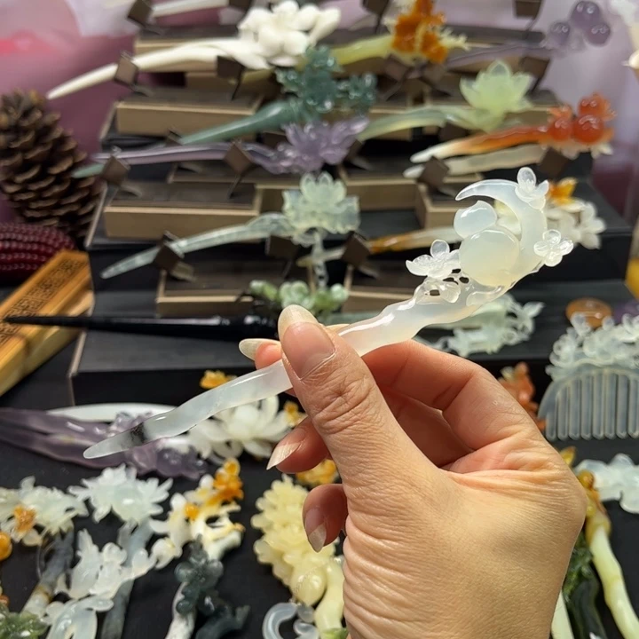 蛇纹石玉未镶嵌发簪