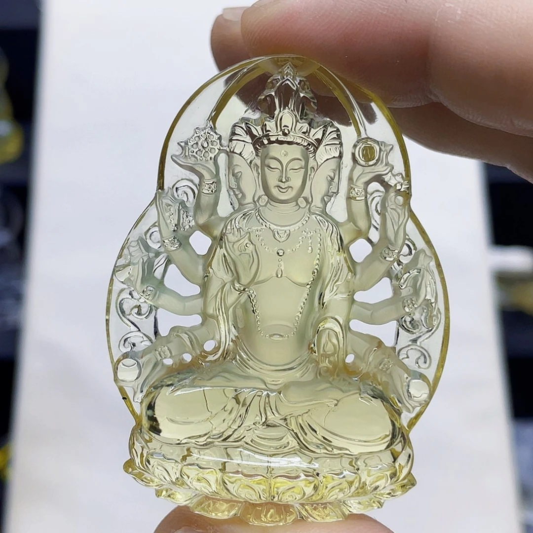 吉***a颈饰未镶嵌水晶黄水晶大师精雕千手观音