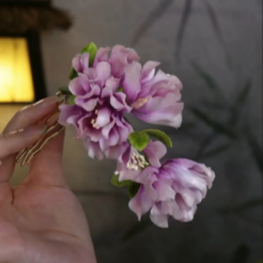 【紫苑】盘发簪子桑蚕丝绒花古典素雅日常百搭款新中式