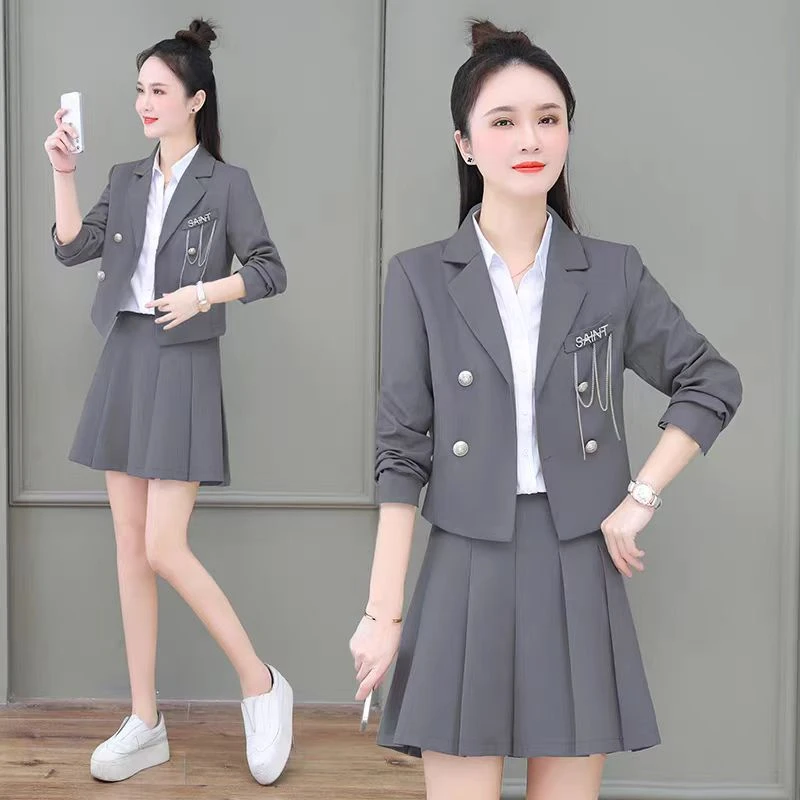 888#时尚休闲套装职业女早春装西装裙子搭配两件套高端（衣46裙40）