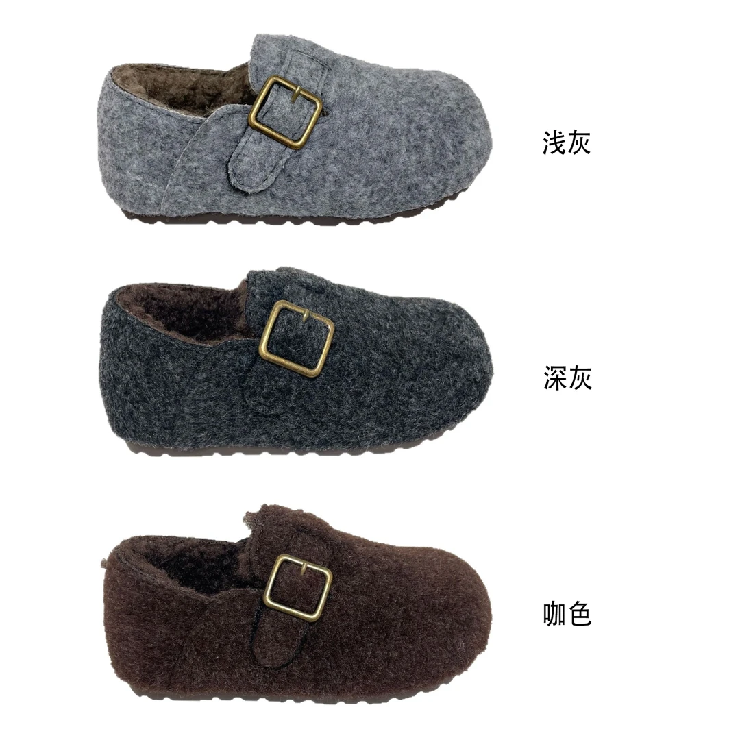 699冬季新款时尚百搭防滑儿童加绒保暖毛呢勃肯棉鞋