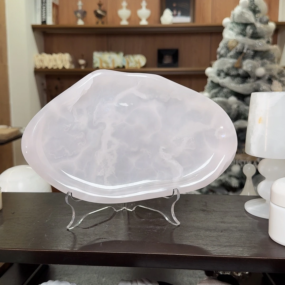 纯天然大理石761粉玉云朵盘