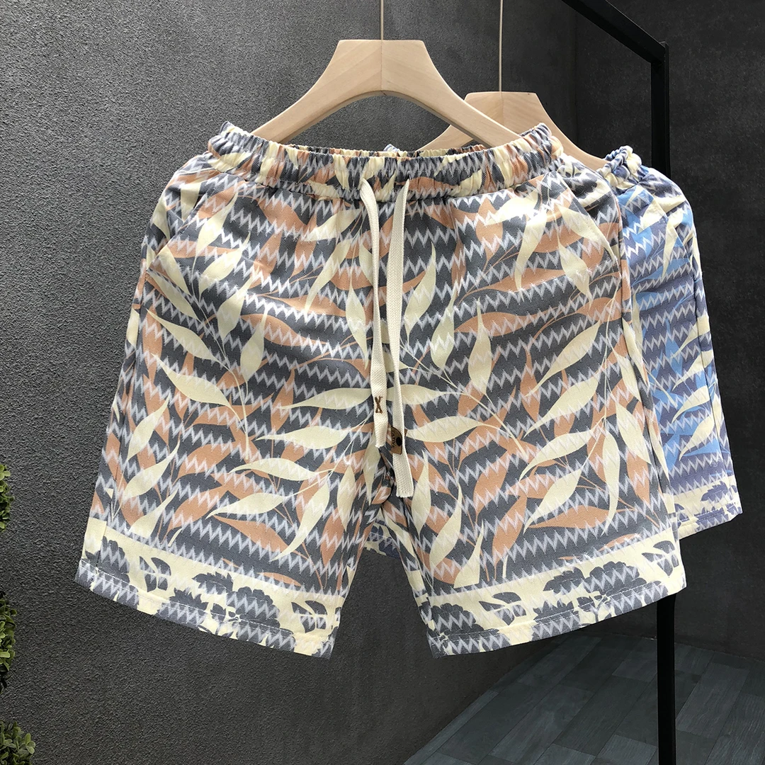 港式休闲高端休闲短裤男青年五分裤2025年夏季新款男士花色沙滩裤