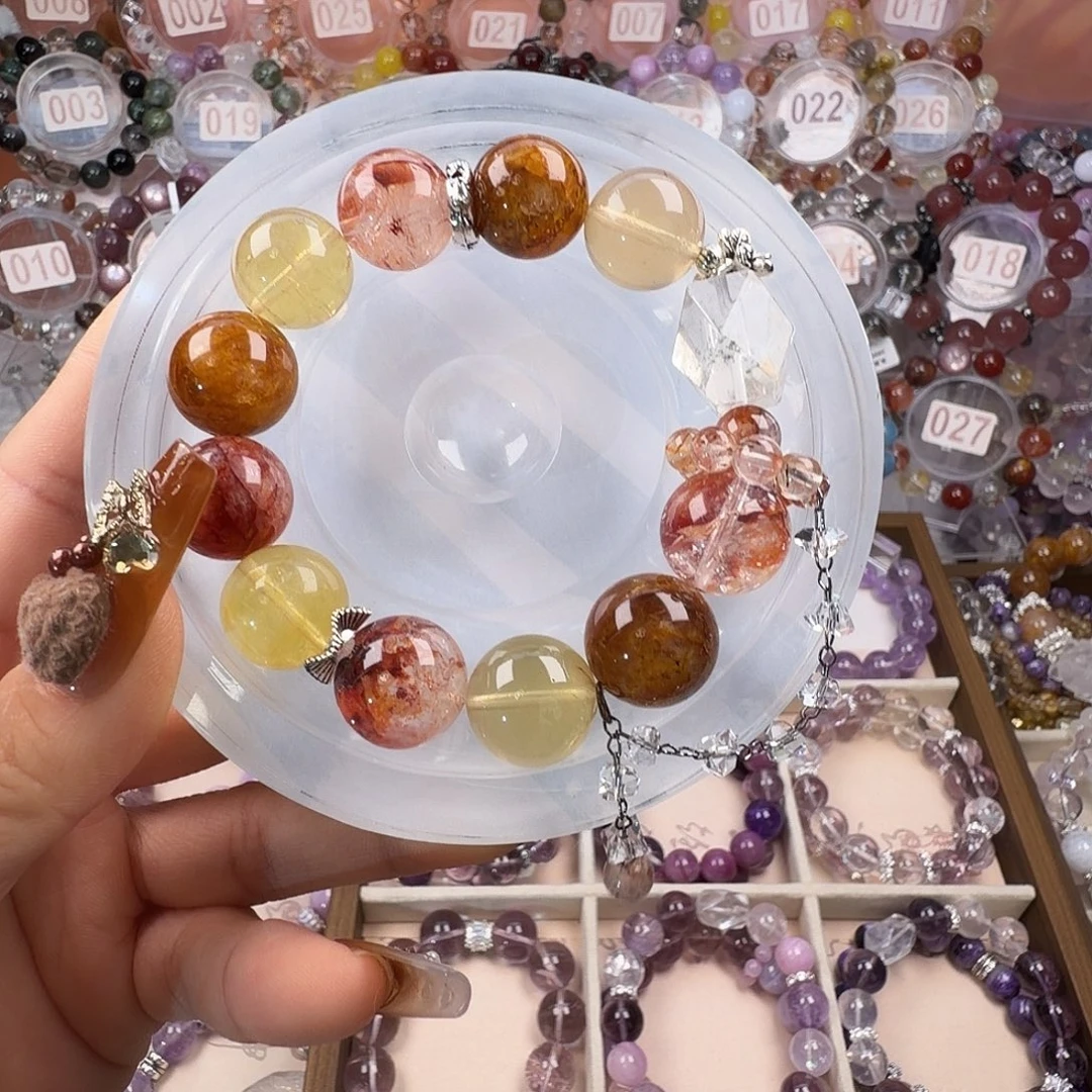 手链合金水晶红椒花黄浇花多宝