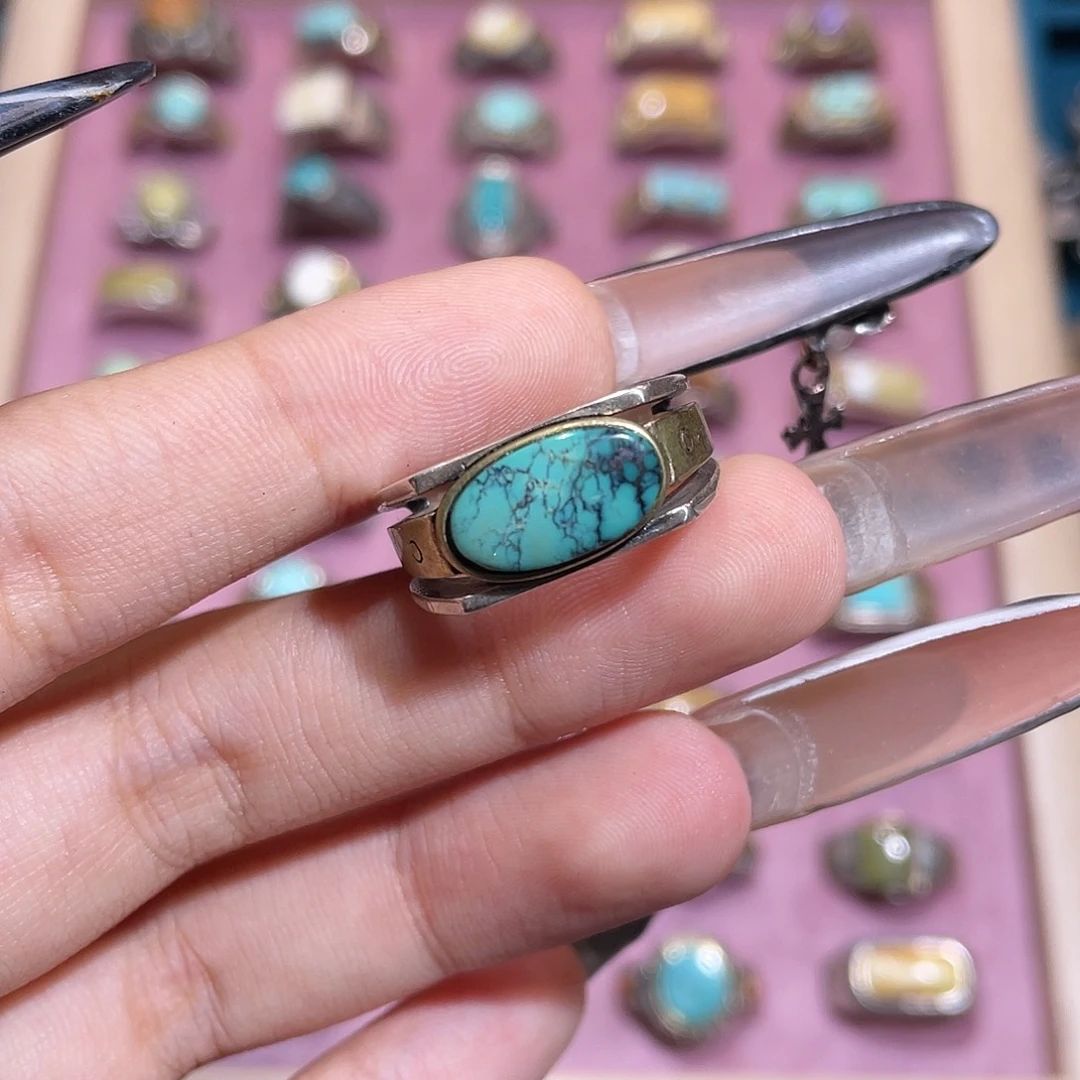 绿松石银S925镶嵌戒指