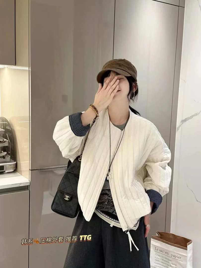 米古古 EVE #7857#福 韩版设计感加厚格子外套 （衣长56）