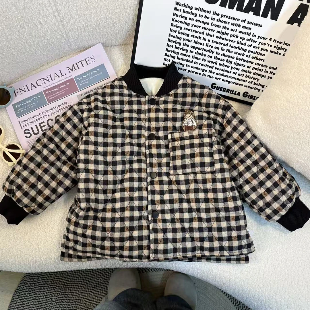 JMJQ 上新冬季中小童韩版厚保暖绣标字母防寒棉服棉袄外套251131