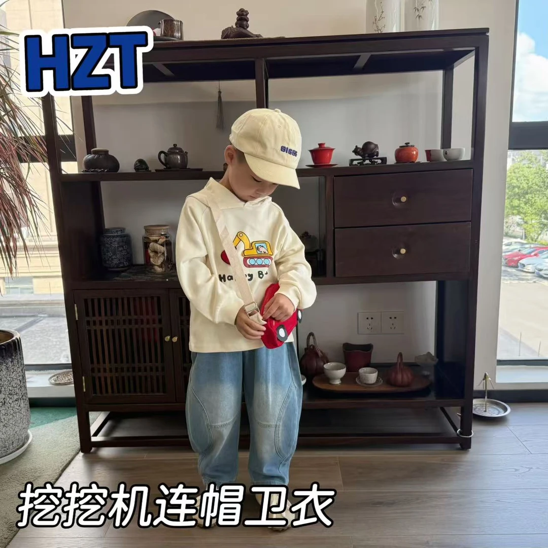 儿童春秋立体挖掘机帽衫H2312
